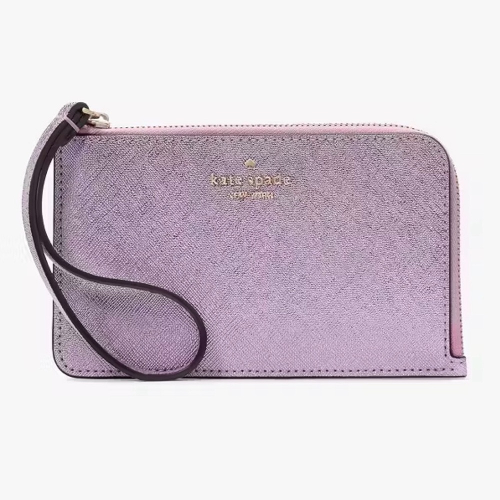 #75 - Kate Spade - Lucy Metallic Small L-zip Wristlet!